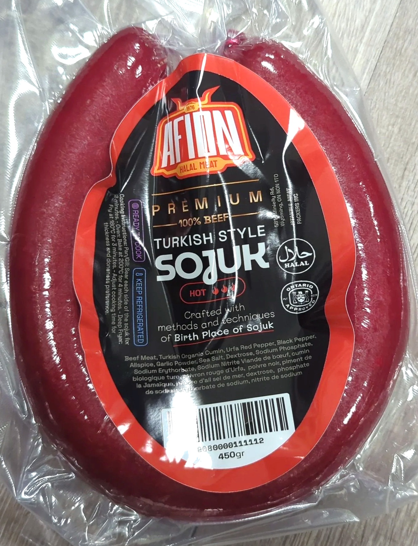 Picture of AFION PREMIUM TURKISH BEEF SUCUK/Sausage_Spicy_450g